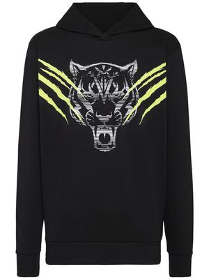 Plein Sport Tiger-motif hoodie - Black