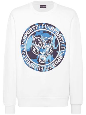 Plein Sport tiger-print camouflage sweatshirt - White