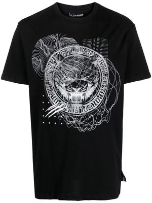 Plein Sport Tiger-print cotton T-shirt - Black