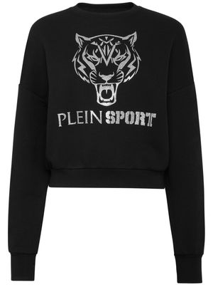 Plein Sport tiger-print cropped sweatshirt - Black