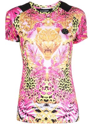 Plein Sport tiger-print detail T-shirt - Pink