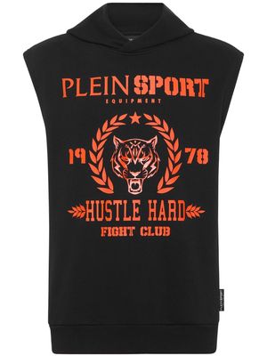 Plein Sport tiger-print sleeveless hoodie - Black