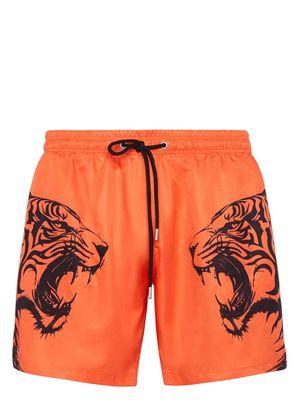 Plein Sport tiger-print swim shorts - Orange