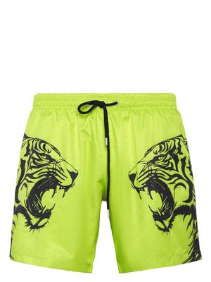 Plein Sport tiger-print swim shorts - Yellow