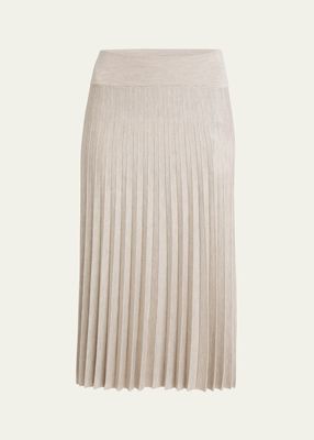 Plisse Wool Cashmere Midi Skirt