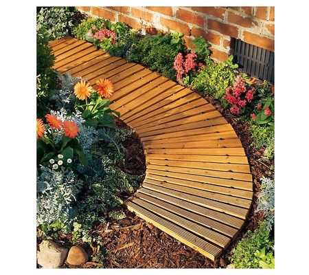 Plow & Hearth 4'L Roll-Out Curved Hardwood Path way