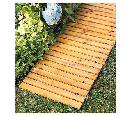 Plow & Hearth 8' Portable Roll-Out Straight Har dwood Pathway