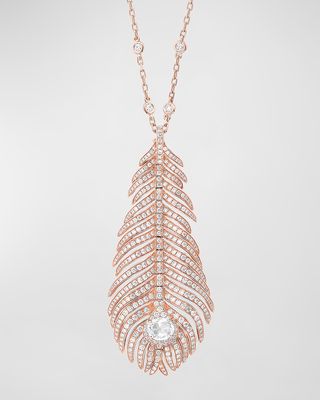 Plume de Paon Diamond Pendant Necklace in 18K Pink Gold