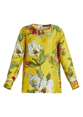 Plus Leandro Printed Silk Twill Blouse