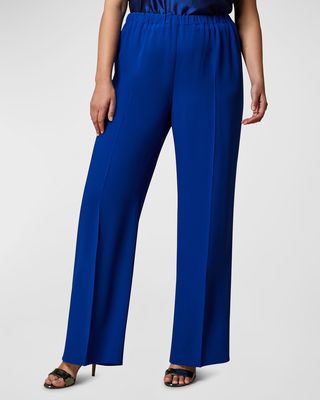 Plus Size Agile High-Rise Crepe Satin Pants