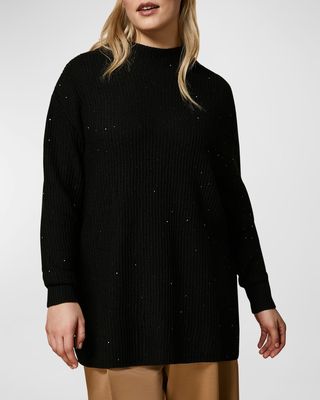 Plus Size Amanda Mock-Neck Sequin Sweater