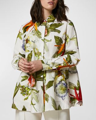 Plus Size Appia Floral Button Down A-Line Blouse