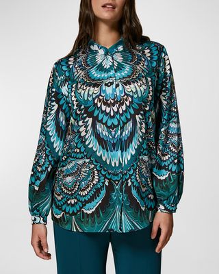 Plus Size Bauxite Abstract-Print Twill Blouse