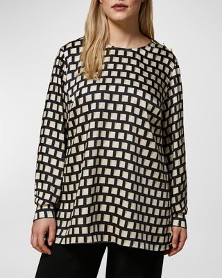 Plus Size Bijou Geometric-Print Twill Shirt