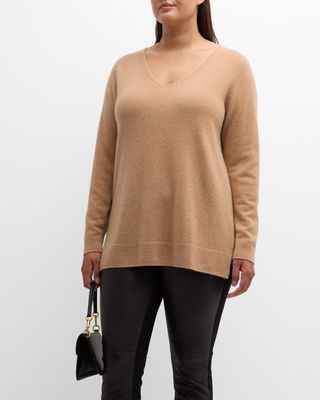 Plus Size Cashmere V-Neck Sweater