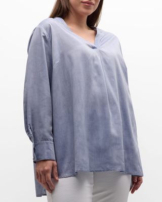 Plus Size Cassian Pleated High-Low Blouse