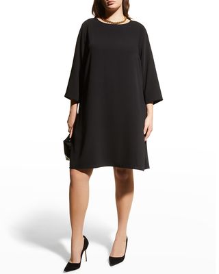 Plus Size Crepe Suzette 3/4-Sleeve Dress