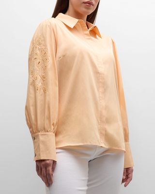Plus Size Devlin Embroidered Cotton Shirt