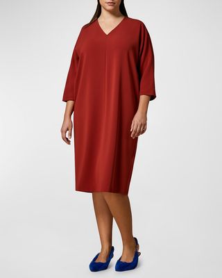 Plus Size Dorothy 3/4-Sleeve V-Neck Midi Dress