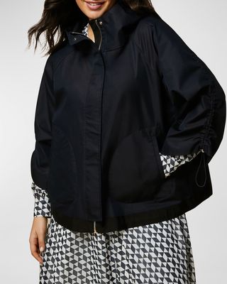 Plus Size Ecru Hooded Water-Resistant Jacket