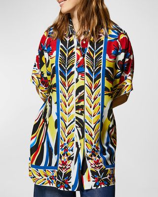 Plus Size Fedelta Abstract-Print Shirt