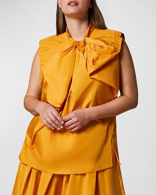 Plus Size Finish Bow-Front Taffeta Top