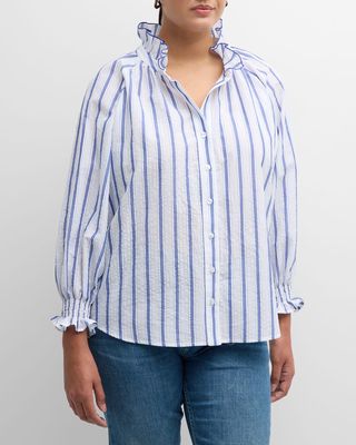 Plus Size Fiona Striped Cotton Shirt