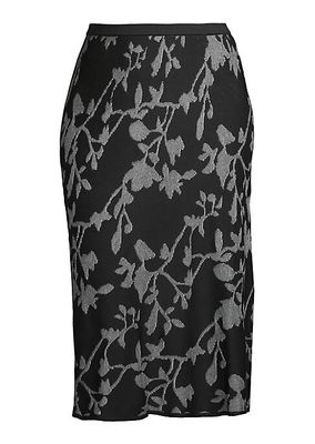 Plus Size Floral Jacquard Midi-Skirt