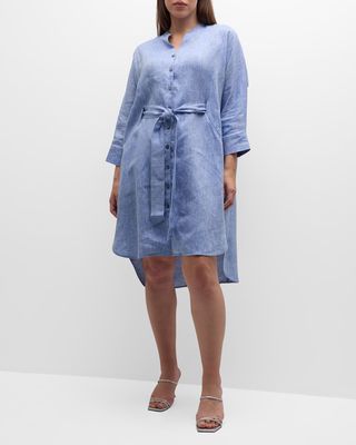 Plus Size Fresia Belted Button-Front Caftan Shirtdress