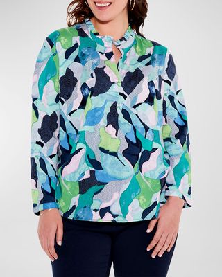 Plus Size Frozen Tundra Abstract-Print Top