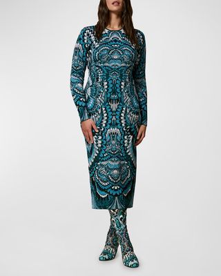 Plus Size Gamma Abstract-Print Knit Midi Dress