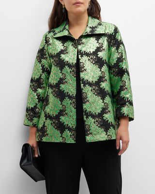 Plus Size Jade Garden Jacquard Jacket