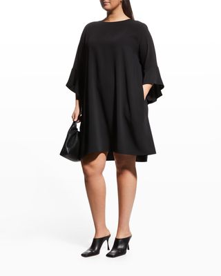 Plus Size Julia Ruffle-Sleeve Crepe Dress
