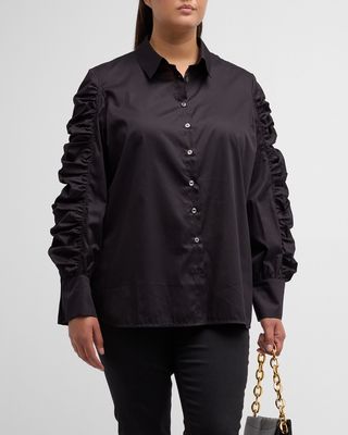 Plus Size Juliana Ruched Button-Down Shirt