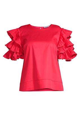 Plus Size Juliette Ruffled Cotton Blouse