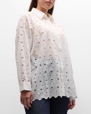 Plus Size Kairos Eyelet Embroidered Button-Front Shirt