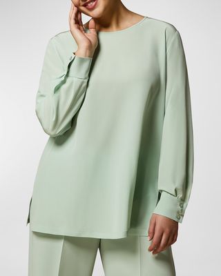 Plus Size Kelly Crewneck Crepe De Chine Blouse