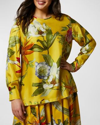 Plus Size Leandro Floral Silk Blouse