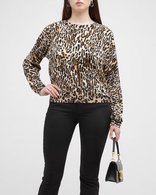 Plus Size Leopard-Print Cashmere-Blend Sweater