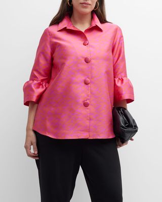 Plus Size Making Waves Bell-Sleeve Party Shirt