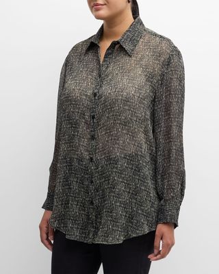 Plus Size Monica Abstract-Print Chiffon Shirt