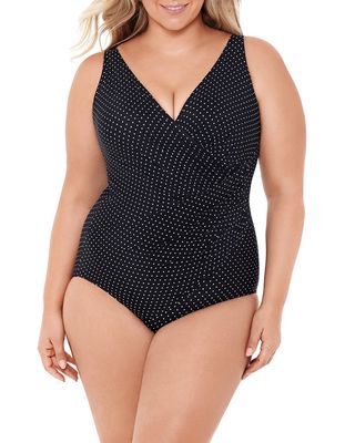 Plus Size Oceanus Polka-Dot One-Piece Swimsuit