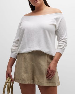 Plus Size Off-Shoulder Cotton-Cashmere Sweater