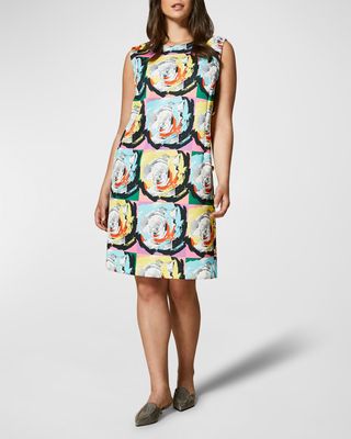 Plus Size Ondoso Abstract Floral-Print Dress