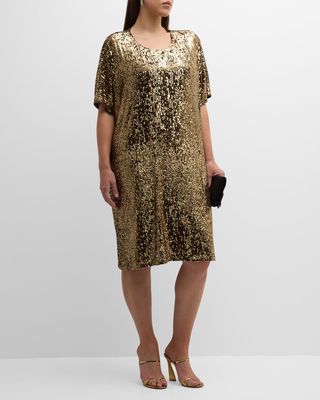 Plus Size Sequin Short-Sleeve Caftan Dress