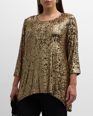 Plus Size Sequin Side-Fall Tunic