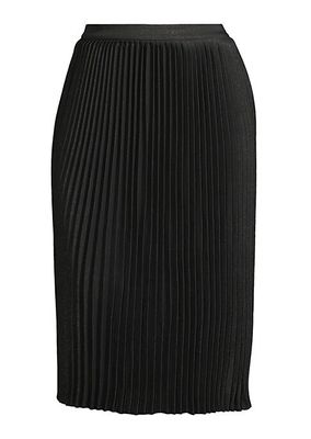 Plus Size Shimmer Pleated Woven Midi-Skirt