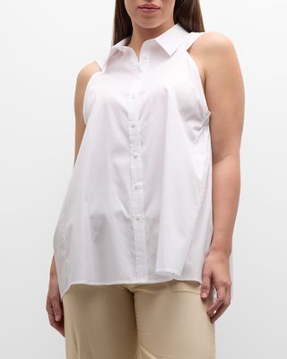 Plus Size Ziva Sleeveless Cotton Shirt