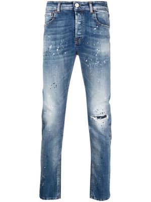 PMD distressed-effect low-rise slim-fit jeans - Blue