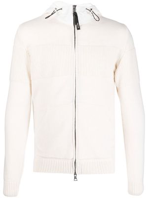 PMD ribbed-knit zip-up hoodie - White